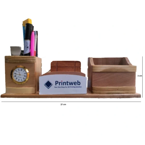 Wooden Pen Stand With Small Clock - Image 3