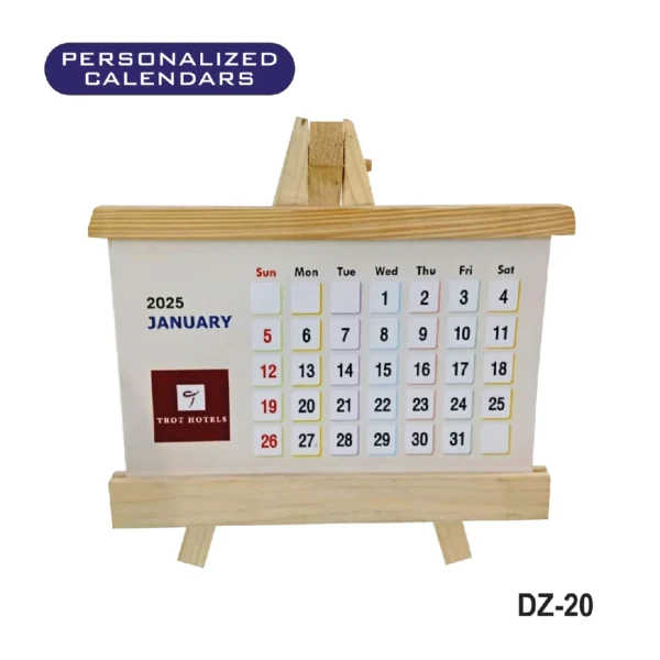 Personalized Desk Calendar on Easel Stand