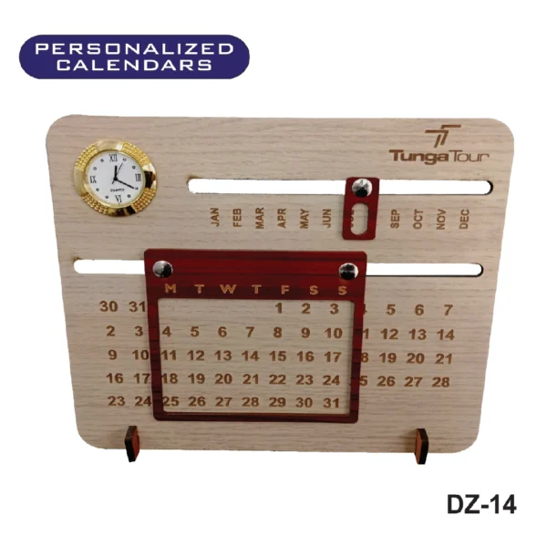 Personalized Perpetual Desk Calendar with Clock