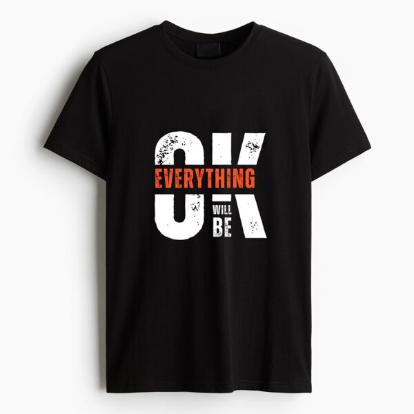 Unisex everything ok Black Pure Cotton T Shirt