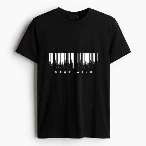 Unisex stay wild Play Black Pure Cotton T Shirt - Image 3